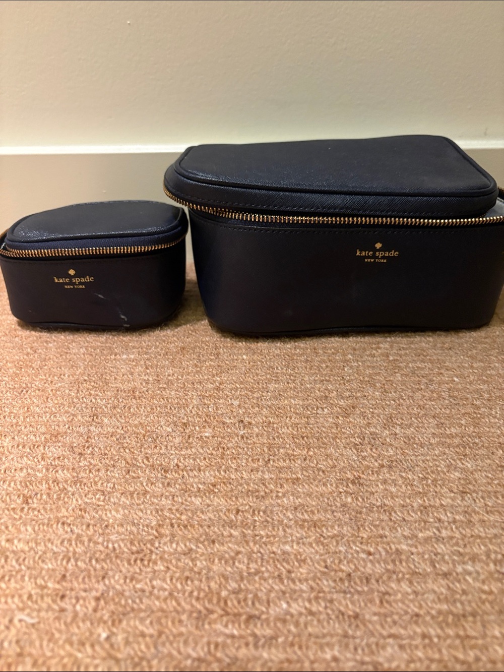 kate spade Black Leather Men's Toiletry & Accessory Case Set